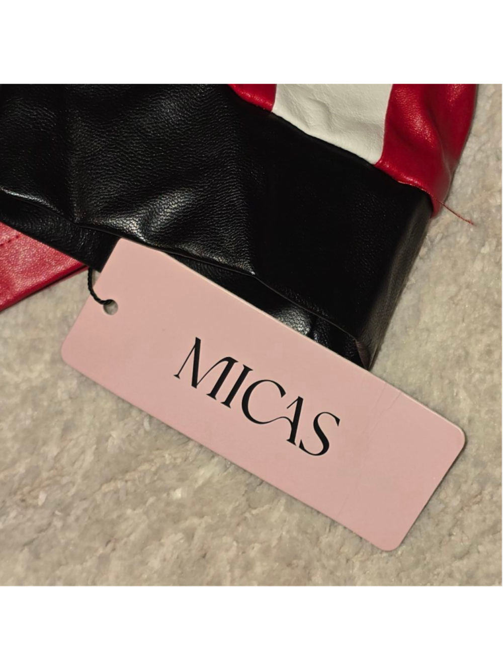 Women's MICAS Red & Black Cropped Faux Leather Jacket S - Picture 6 of 8